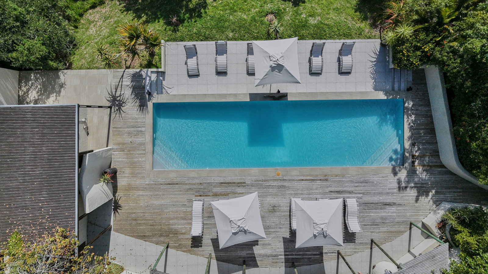 Sun loungers along the pool deck